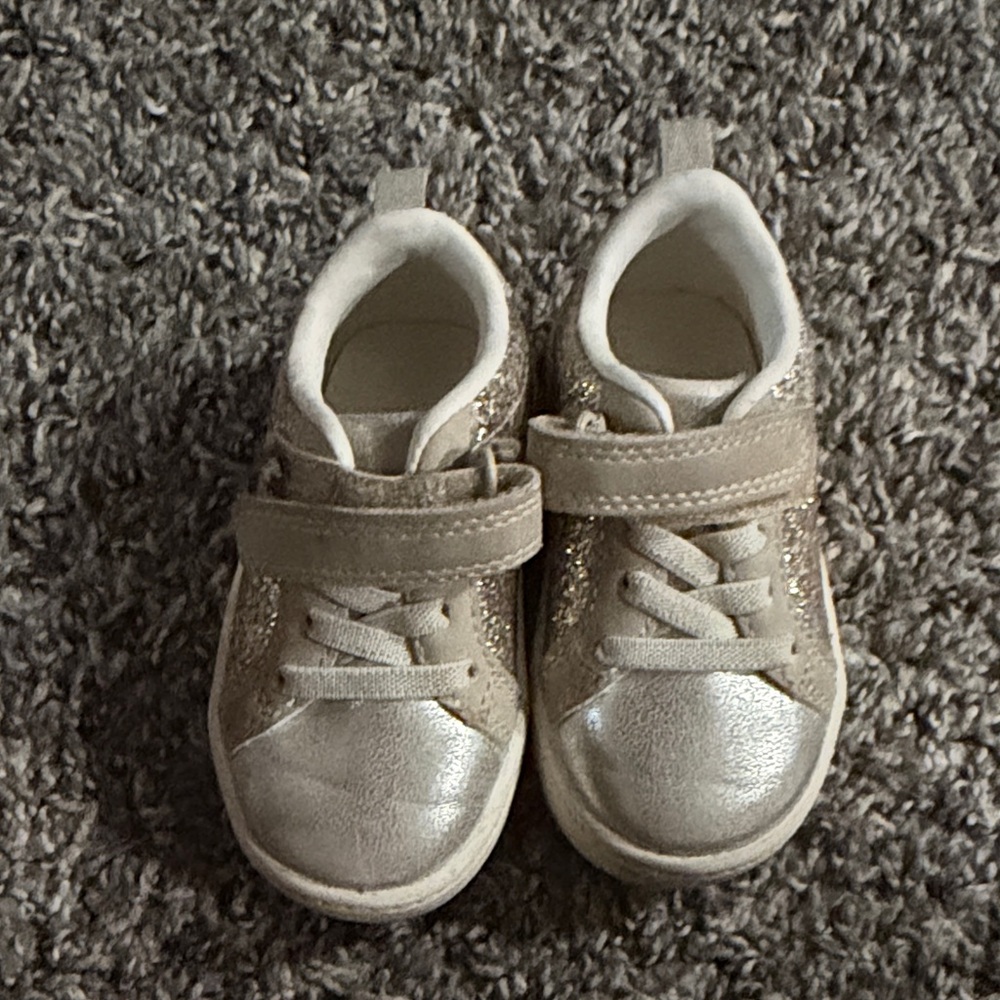 Carter's Metallic Gold Glitter Strap Sneakers